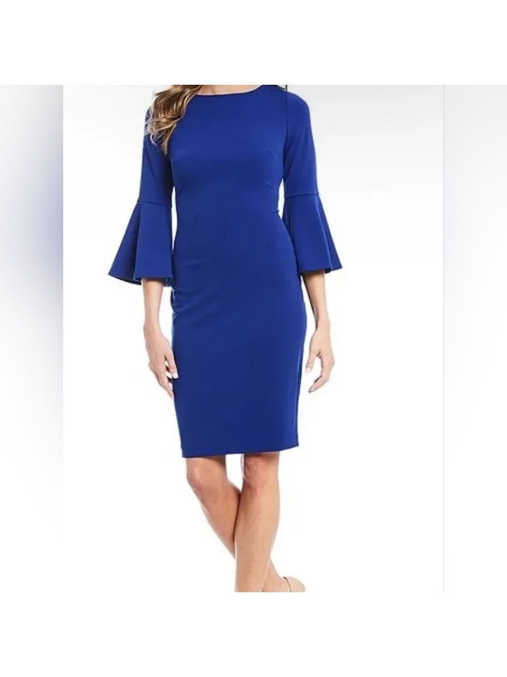 NWT Jessica H Cobalt Blue Bell Sleeve Dress Sz 10 - Picture 1 of 4
